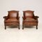 Antique Swedish Bergere Armchairs in Leather and Oak, 1910, Set of 2, Image 2