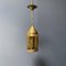 Brass Lantern Hanging Lamp with Yellow Glass 15