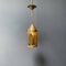 Brass Lantern Hanging Lamp with Yellow Glass 10