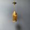 Brass Lantern Hanging Lamp with Yellow Glass, Image 10