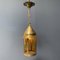 Brass Lantern Hanging Lamp with Yellow Glass 2