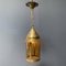 Brass Lantern Hanging Lamp with Yellow Glass, Image 2