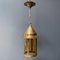 Brass Lantern Hanging Lamp with Yellow Glass 4