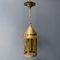 Brass Lantern Hanging Lamp with Yellow Glass, Image 4