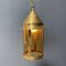 Brass Lantern Hanging Lamp with Yellow Glass, Image 3