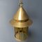 Brass Lantern Hanging Lamp with Yellow Glass 14