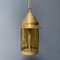 Brass Lantern Hanging Lamp with Yellow Glass 5