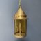 Brass Lantern Hanging Lamp with Yellow Glass, Image 5