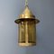 Brass Lantern Hanging Lamp with Yellow Glass 6