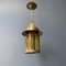 Brass Lantern Hanging Lamp with Yellow Glass 8