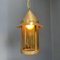 Brass Lantern Hanging Lamp with Yellow Glass 12