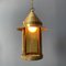 Brass Lantern Hanging Lamp with Yellow Glass 11