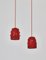 Danish Modern Red Ceramics Pendants attributed to Jette Hellerøe for Axella Studio, 1970s, Set of 2 6