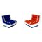 Mid-Century Modern Italian Red and Blue Lounge Chairs, 1960s, Set of 2 1