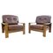 Mid-Century Modern Armchairs in Leather and Oak, 1960s, Set of 2 1