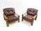 Mid-Century Modern Armchairs in Leather and Oak, 1960s, Set of 2 2