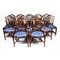 20th Century Brass Inlaid Dining Table & Shield Back Chairs, 1950s, Set of 15 14