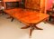 20th Century Brass Inlaid Twin Pillar Dining Table & Swag Back Chairs, 1950s, Set of 15, Image 3