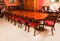 Large Vintage Flame Mahogany & Brass Inlaid Twin Pillar Dining Table, 1950s 4