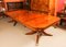 Large Vintage Flame Mahogany & Brass Inlaid Twin Pillar Dining Table, 1950s 5