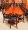 Large Vintage Flame Mahogany & Brass Inlaid Twin Pillar Dining Table, 1950s 2