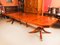 Large Vintage Flame Mahogany & Brass Inlaid Twin Pillar Dining Table, 1950s 20