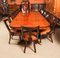 Large Vintage Flame Mahogany & Brass Inlaid Twin Pillar Dining Table, 1950s, Image 3