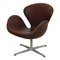 Swan Armchair in Chocolate Nevada Aniline Leather by Arne Jacobsen for Fritz Hansen, 2000s, Image 8