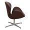 Swan Armchair in Chocolate Nevada Aniline Leather by Arne Jacobsen for Fritz Hansen, 2000s 2