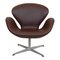 Swan Armchair in Chocolate Nevada Aniline Leather by Arne Jacobsen for Fritz Hansen, 2000s 1