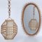 Specchio ovale e lampadario in bambù attribuito a Franco Albini, anni '60, set di 2 di Franco Albini, set di 2, Immagine 1