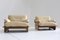 Vintage Italian Armchairs in Wood and Leather, 1970s, Set of 2 1