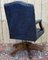 English Blue Leather Office Armchair, 1970s, Image 3