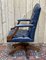 English Blue Leather Office Armchair, 1970s 2