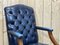 English Blue Leather Office Armchair, 1970s 6