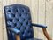 English Blue Leather Office Armchair, 1970s, Image 6