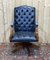 English Blue Leather Office Armchair, 1970s 1