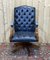 English Blue Leather Office Armchair, 1970s, Image 1