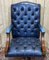 English Blue Leather Office Armchair, 1970s 4