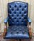 English Blue Leather Office Armchair, 1970s, Image 4