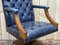 English Blue Leather Office Armchair, 1970s 9