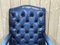 English Blue Leather Office Armchair, 1970s 7