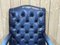 English Blue Leather Office Armchair, 1970s, Image 7