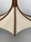 Teak and Linen Umbrella Pendant attributed to Domus, 1970s 6