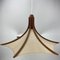 Teak and Linen Umbrella Pendant attributed to Domus, 1970s 11