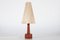 Danish Modernist Table Lamp in Teak with Cone-Shaped Yarn Shade, 1970s, Image 1