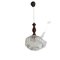 Small Mid-Century Modern Wood and Crystal Glass Oval Hanging Lamp, 1950s, Image 1