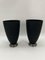 Postmodern Flower Vases in Black Satin Glass with Metal Base, 1980, Set of 2 1