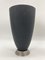 Postmodern Flower Vases in Black Satin Glass with Metal Base, 1980, Set of 2, Image 3