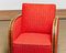 Art Deco Swedish Club Lounge Chair Veneered Armrests and Red Boucle Fabric, 1920s 2